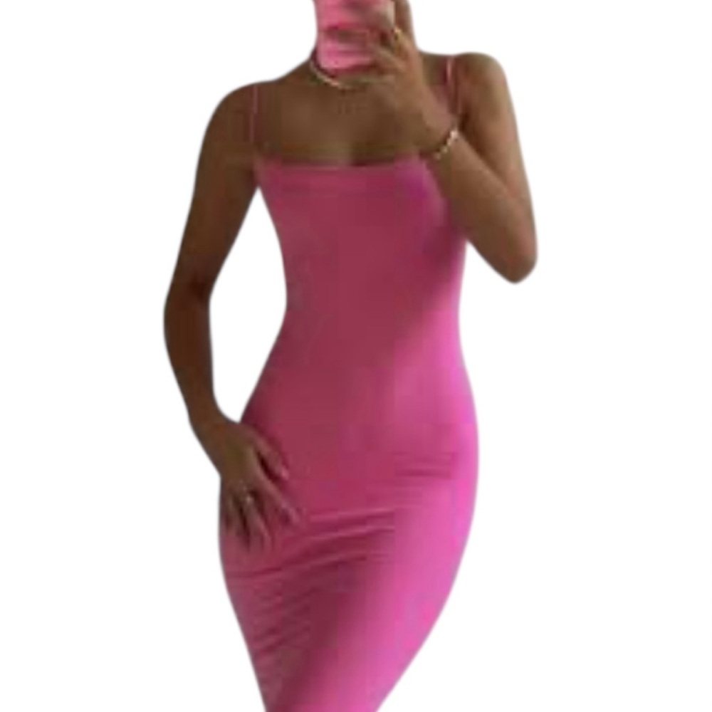 Naked Wardrobe Pink Spaghetti Strap Bodycon Dress size small. NWT